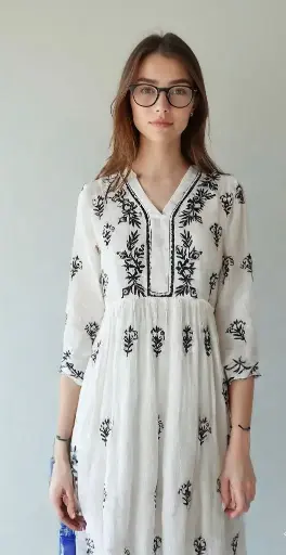 Thread work short kurti